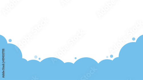 Cute bright blue cloud in the sky bottom border background.	