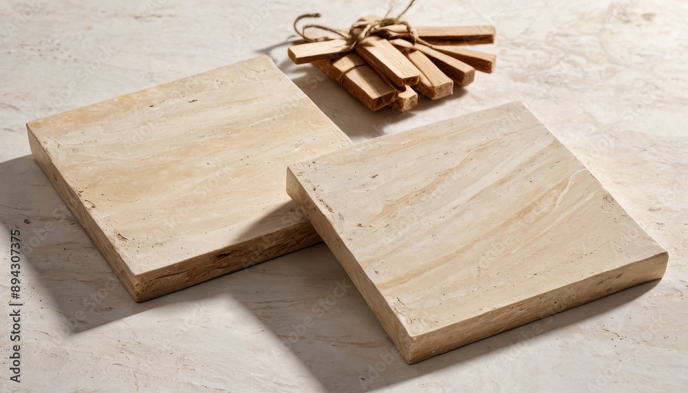 Fototapeta premium Beige Marble Pedestals.