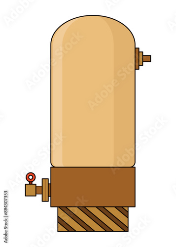 Brewery. Vintage brewing machine concept. Beer making process equipment, machinery symbol suitable for game asset, infographic or book print. Isolated vector illustration
