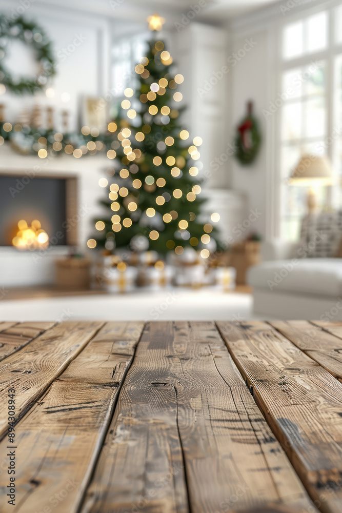 Festive Fireplace and Christmas Tree Setting Festive Fireplace and Christmas Tree Setting