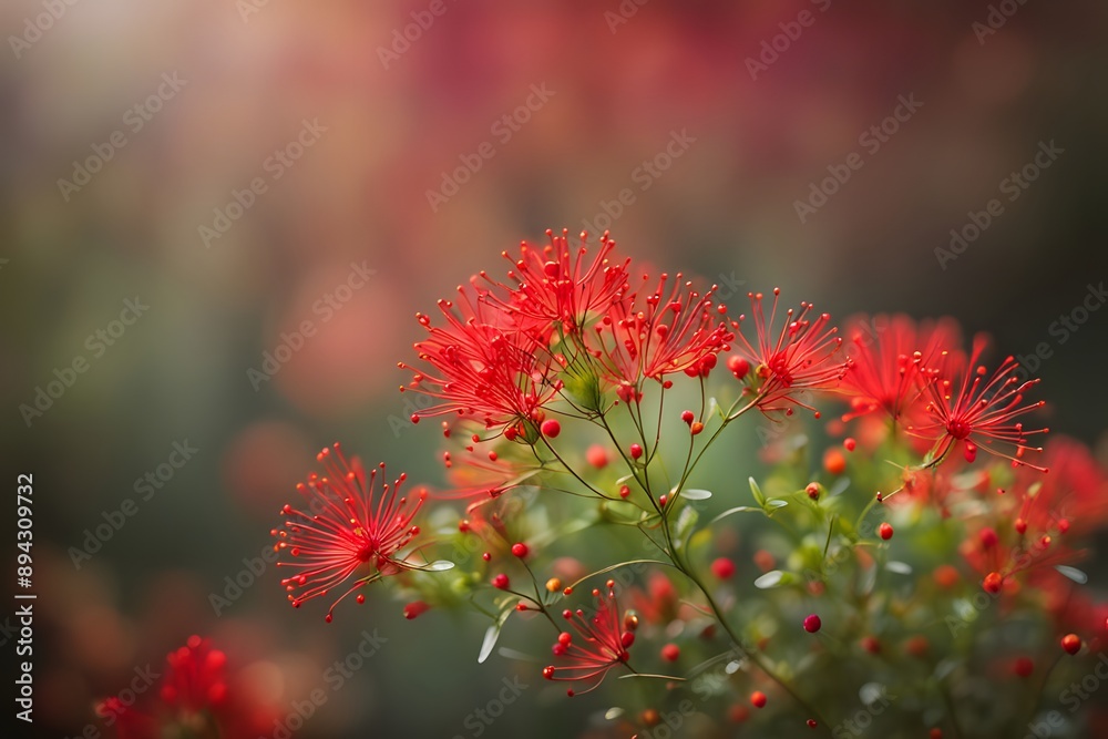 Firecracker bush flower bokeh background, AI Generated Firecracker bush flower bokeh background, AI Generated