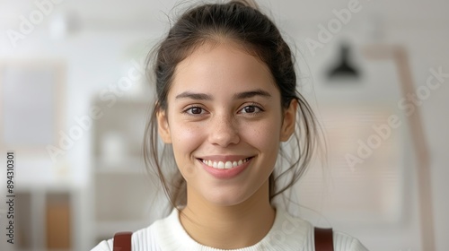 Realistic hyper-detailed portrait of a cheerful young South American woman teacher smiling, embodying her joy and dedication to nurturing the future generation through education. Background images Free Download Realistic hyper-detailed portrait of a cheerful young South American woman teacher smiling, embodying her joy and dedication to nurturing the future generation through education. Background images - GFXLoad