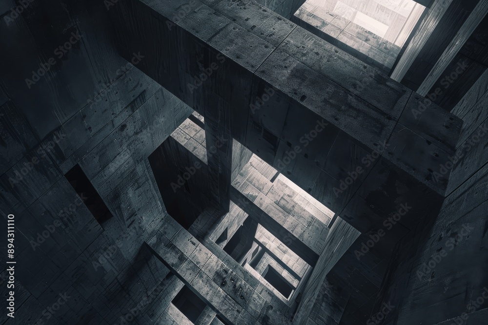 Abstract geometric concrete architecture background,, square image