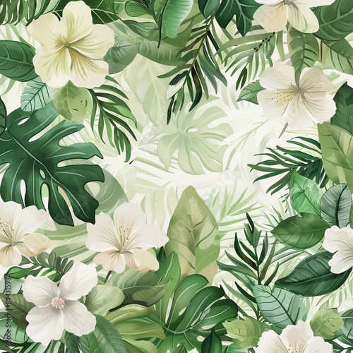 Green leaves and flowers for wedding, greetings, wallpapers, fashion, backgrounds, wrappers, and printing.