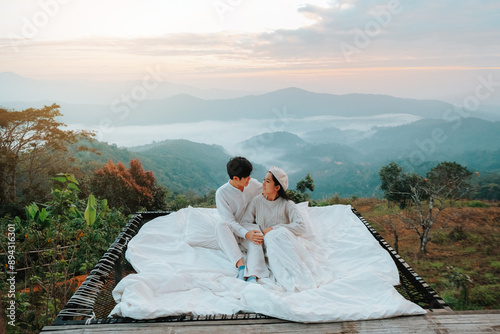 Enjoying the beautiful nature landscape with mountain Villa view at Chiangmai North of Thailand
