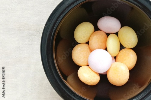 Colorful sweet candy in container