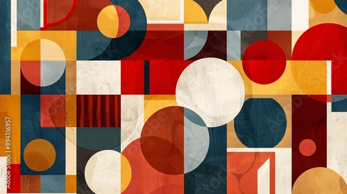 Mid-century modern geometric retro design in 1970s style