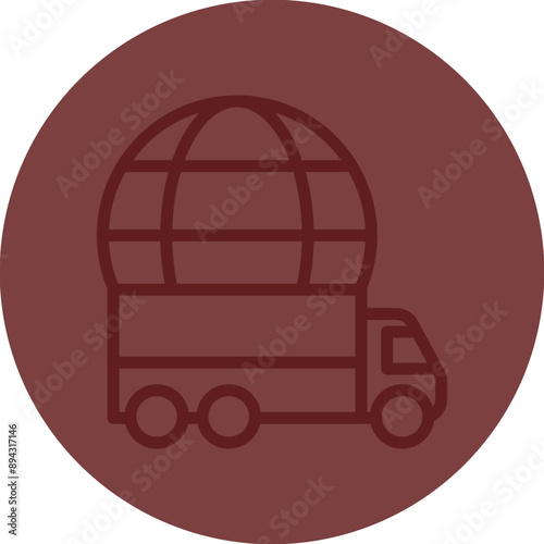 Globe (for international delivery) Vector Line Maroon Circle Maroon