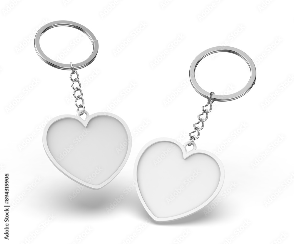 Heart shape pendant keychain ring blank template 3d render illustration. Heart shape pendant keychain ring blank template 3d render illustration.