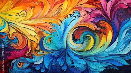 Traditional Ottoman Turkish marbling art patterns as abstract colorful background