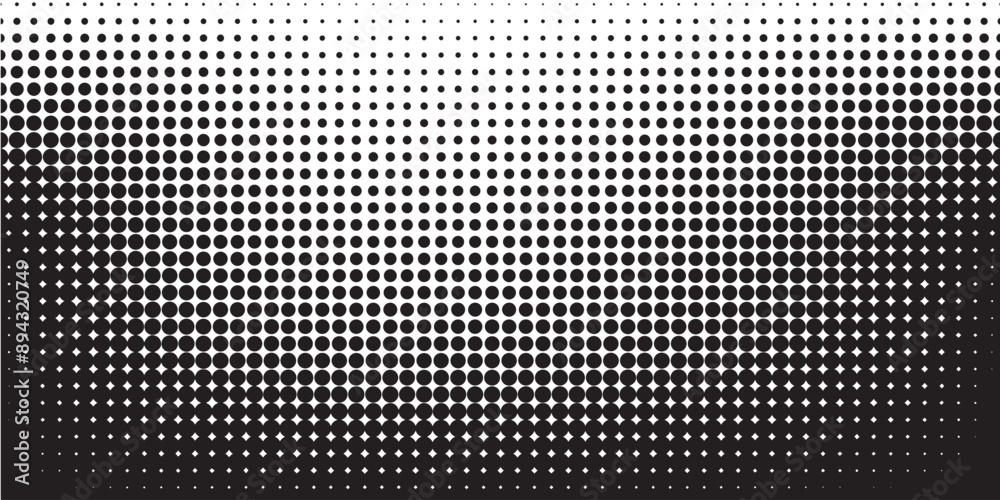 Vector halftone dots. Black dots on white background