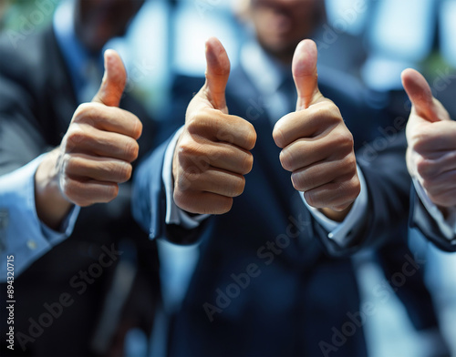 Business setting thumbs up