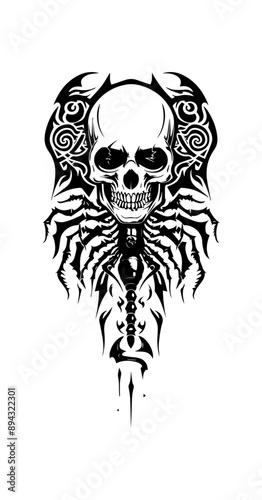 Skull and Scorpion tribal tattoo
