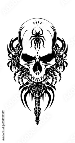 Skull and Scorpion tribal tattoo