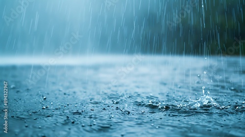 Intense rainfall during a cyclone, forceful and chaotic