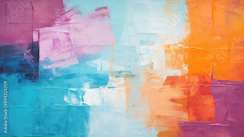 Painterly texture abstract background using bold bright brushstrokes with a contrasting color palette