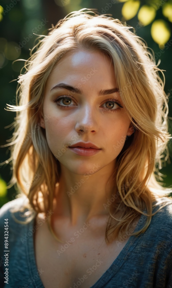 Naklejka premium Portrait of a Beautiful Young Woman with Blonde Hair.