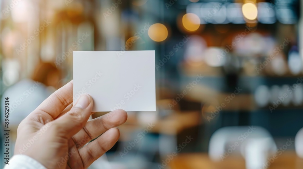 Hand Holding Blank Card with Blurred Background Hand Holding Blank Card with Blurred Background