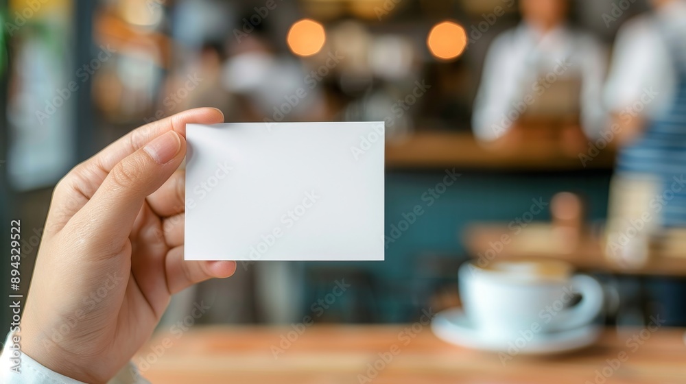 Hand Holding Blank Card with Blurred Background Hand Holding Blank Card with Blurred Background