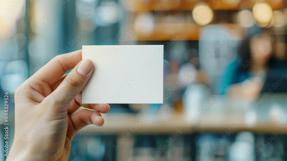 Hand Holding Blank Card with Blurred Background Hand Holding Blank Card with Blurred Background