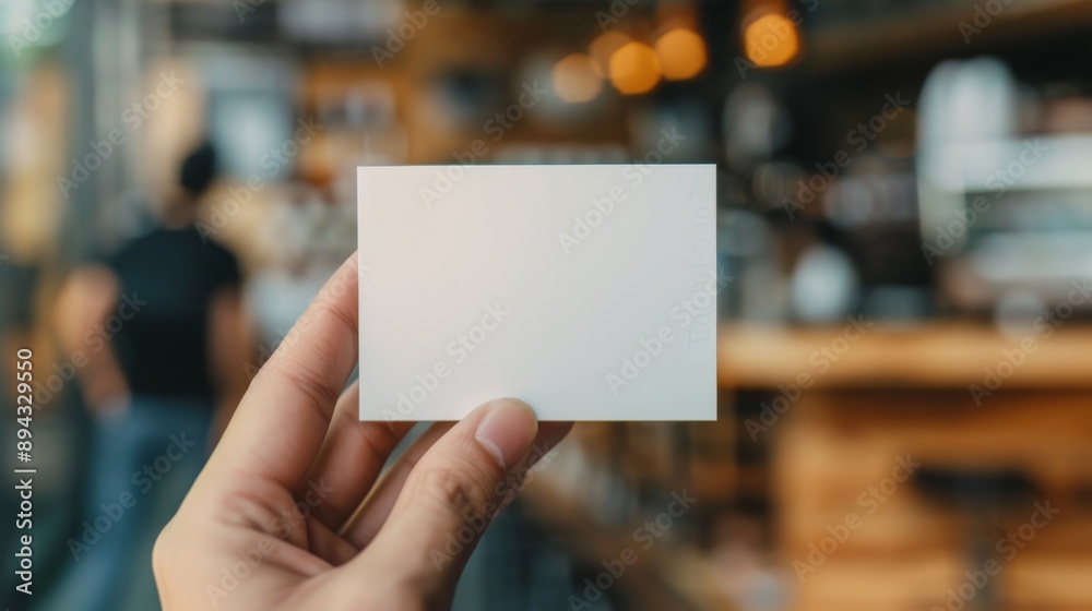 Hand Holding Blank Card with Blurred Background Hand Holding Blank Card with Blurred Background