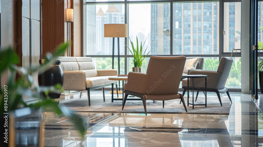 Modern and tidy office space with an elegant backdrop. Modern and tidy office space with an elegant backdrop.