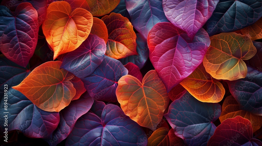 Close-Up of Veined Leaves on Nature Background Close-Up of Veined Leaves on Nature Background