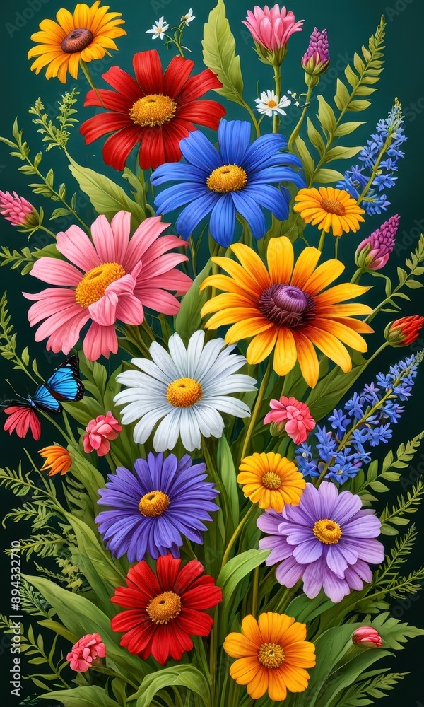 Colorful Bouquet of Summer Flowers.