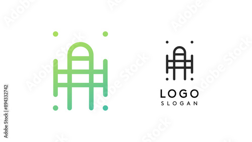 Stylized letter A tech-inspired typography logo, unique extraterrestrial civilization symbol ancient inscriptions for creative branding, tech logo. Nordic runes monogram, abstract linear logotype