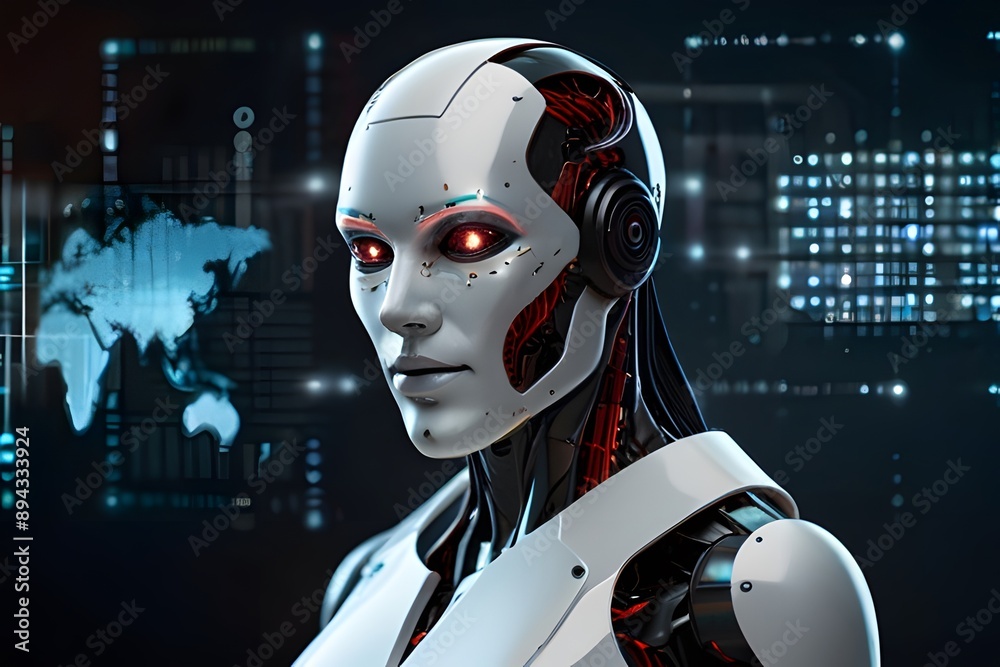 Advanced Humanoid AI Bot: High-Resolution Robotics and Futuristic Technology in a Cyberpunk World Advanced Humanoid AI Bot: High-Resolution Robotics and Futuristic Technology in a Cyberpunk World