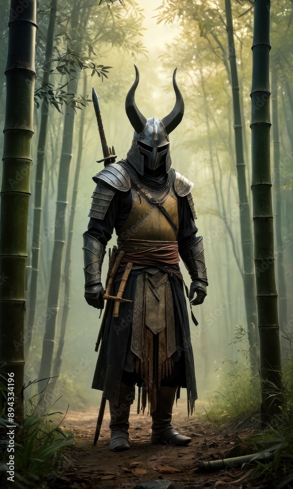 Fototapeta premium Dark Knight in a Bamboo Forest.
