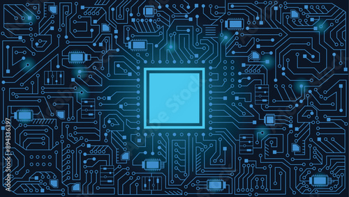 Electronics board. High tech circuit board vector background. Artificial intelligence circuit line style. Smart network AI, digital technology. Futuristic microchip processor