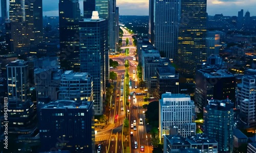 Wallpaper Mural Lively Night City with Skyscrapers and Illuminated Streets Torontodigital.ca
