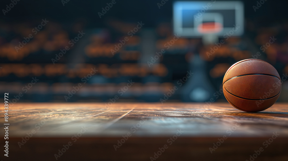 close up of empty wooden table with blurred basketball court background close up of empty wooden table with blurred basketball court background