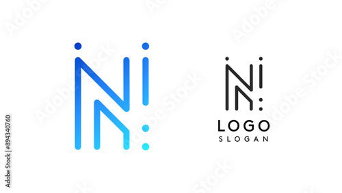 Stylized letter N, tech-inspired typography logo, unique extraterrestrial civilization symbol ancient inscriptions for creative branding, tech logo. Nordic runes monogram, abstract linear logotype