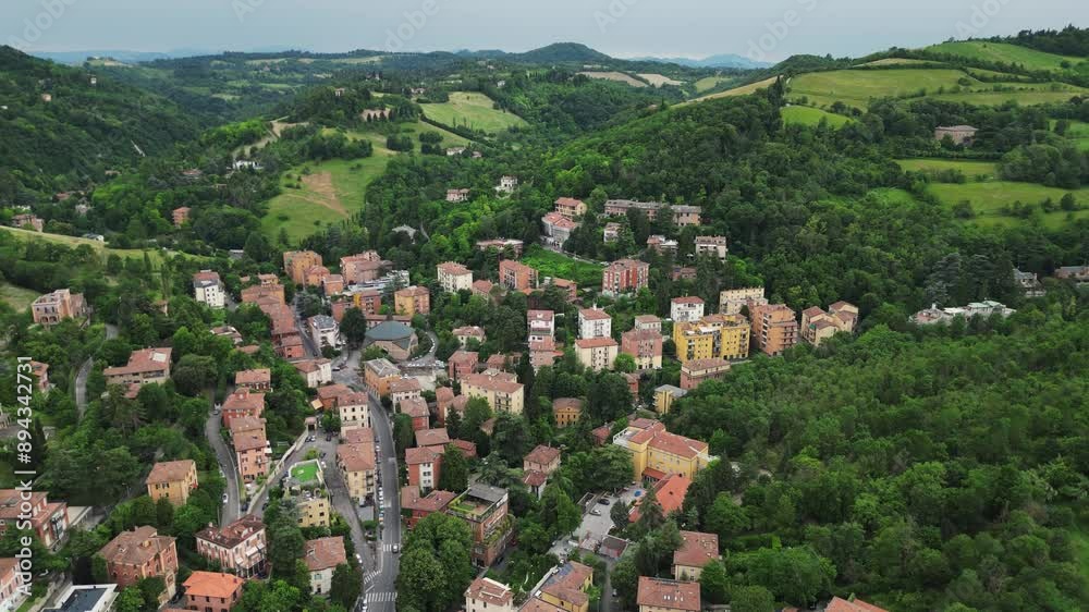 aerial view of Bologna city Italy. street via san mamolo aerial view of Bologna city Italy. street via san mamolo
