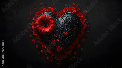 heart on black background, ai generated