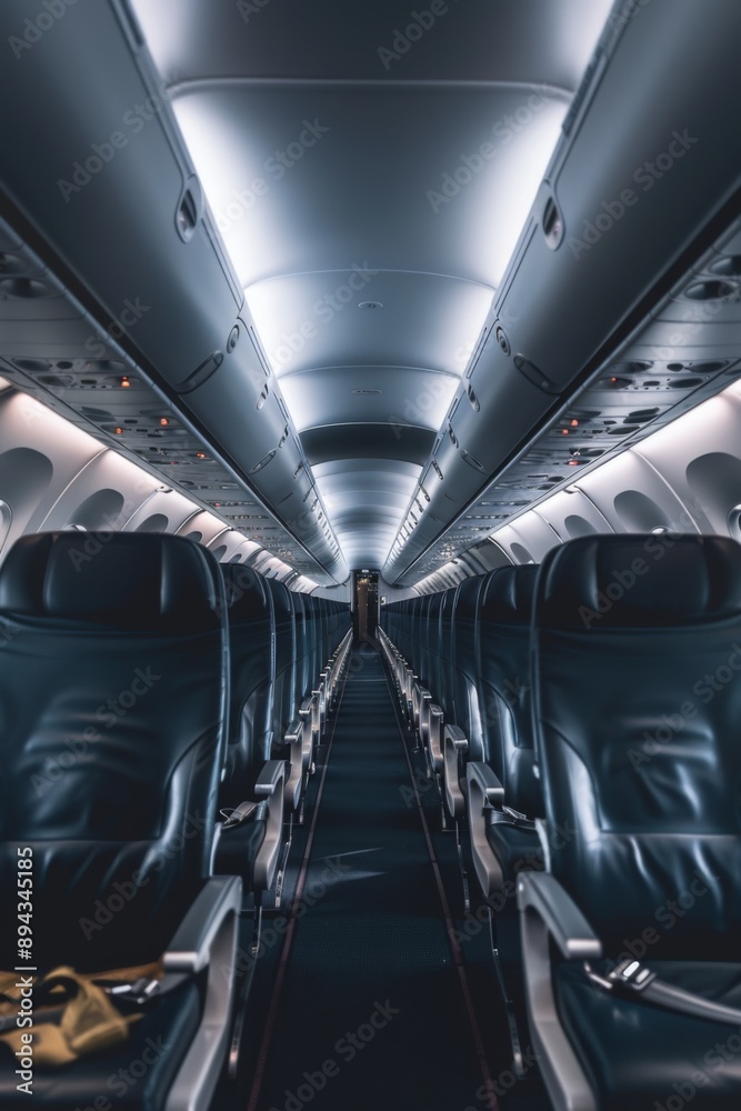 Fototapeta premium The aisle in the plane, AI generated Image