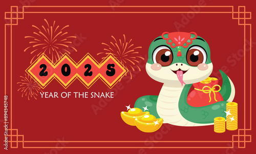 Chinese New Year 2025 cute snake illustration