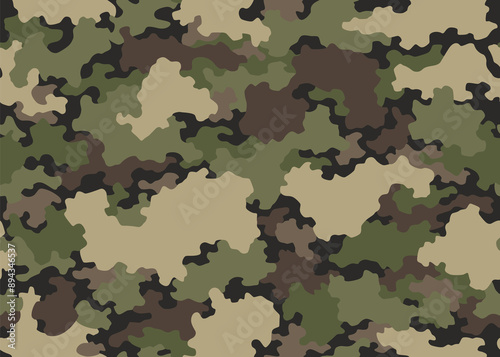 Camouflage texture seamless pattern. Abstract modern camo background for fabric and fashion textile print. Woodland style. Textures of classic clothing in masking style