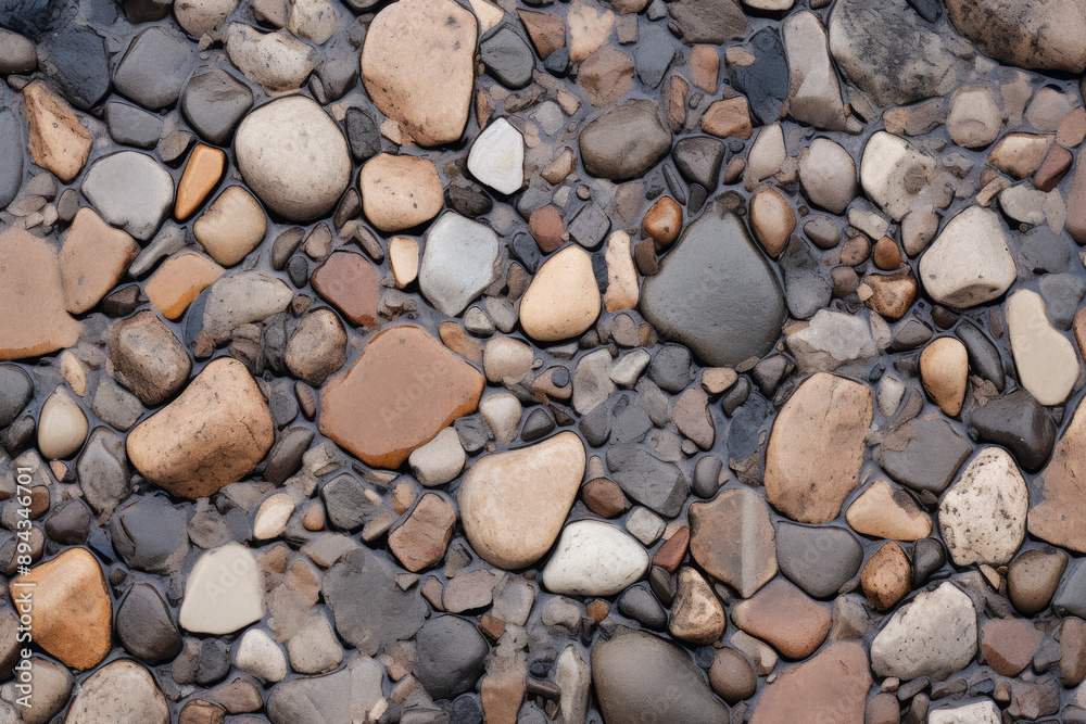 Processed collage of wet pebble stones on asphalt texture. Background for banner, backdrop Processed collage of wet pebble stones on asphalt texture. Background for banner, backdrop