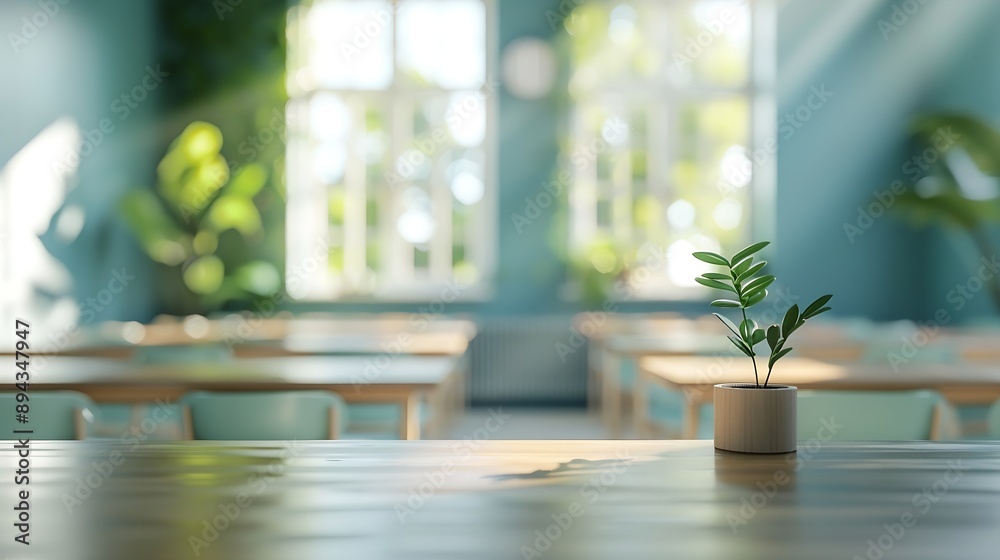 Blurred background of half empty classroom : Generative AI Blurred background of half empty classroom : Generative AI