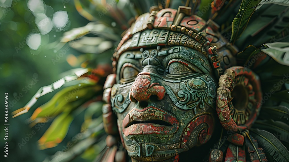 Ancient Mayan Stone Mask in Jungle Ancient Mayan Stone Mask in Jungle