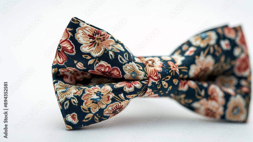 Stylish mens floral bow tie isolated on white background : Generative AI Stylish mens floral bow tie isolated on white background : Generative AI