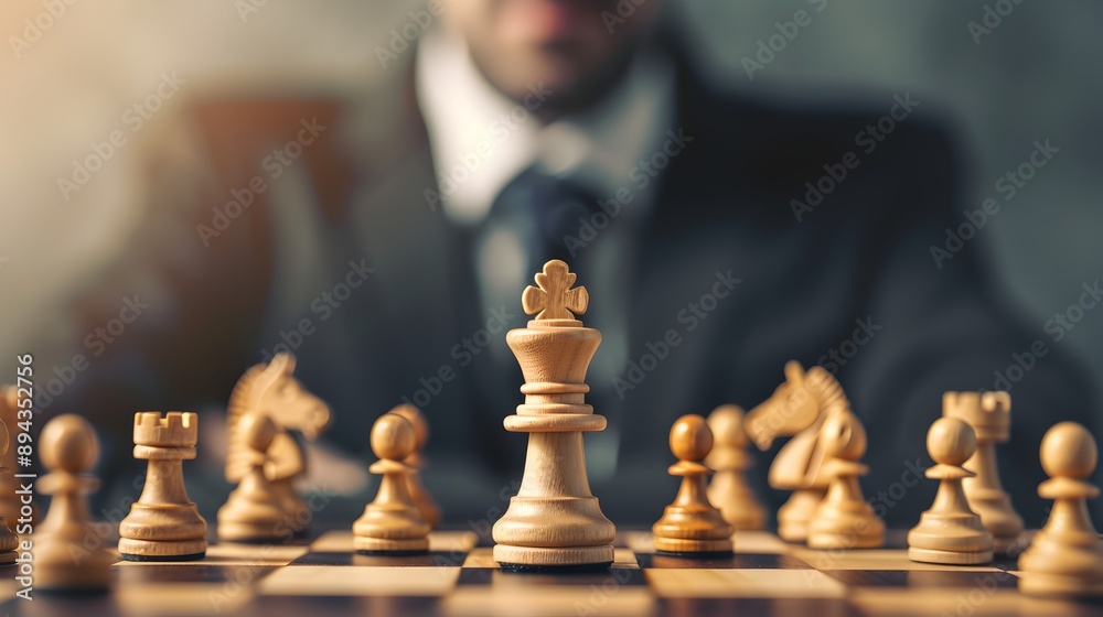 Chess Strategy - Businessman Thinking About His Next Move. Chess Strategy - Businessman Thinking About His Next Move.