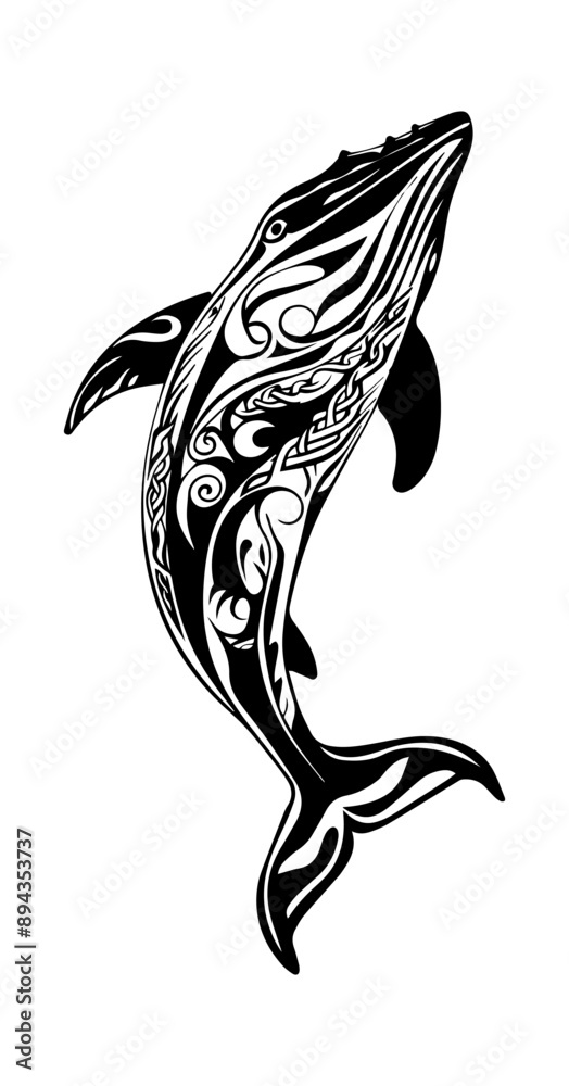 Naklejka premium Whale tribal tattoo