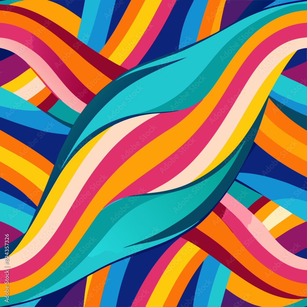 Abstract Pattern Featuring Ribbon Strokes with Vibrant Colors and Smooth Curves, Perfect for Textile Designs and Creative Backgrounds in Vector Graphics Abstract Pattern Featuring Ribbon Strokes with Vibrant Colors and Smooth Curves, Perfect for Textile Designs and Creative Backgrounds in Vector Graphics