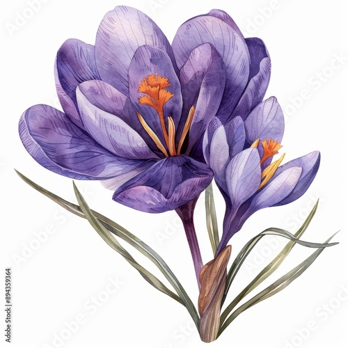 tulip watercolor on a white background Generative AI