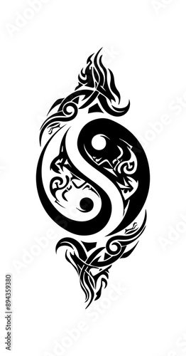 Yin and Yang Taoism tribal tattoo