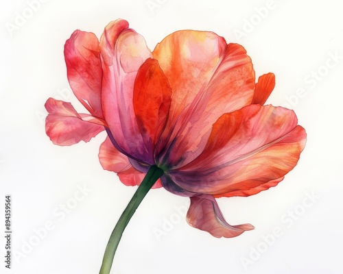 tulip watercolor on a white background Generative AI